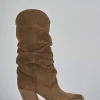 Stivali tacco 6cm camoscio marrone
