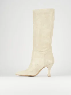 Stivali tacco 7cm camoscio beige
