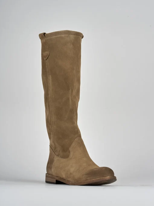 Stivali tacco 1cm camoscio beige