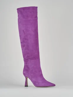 Stivali tacco 9cm camoscio viola