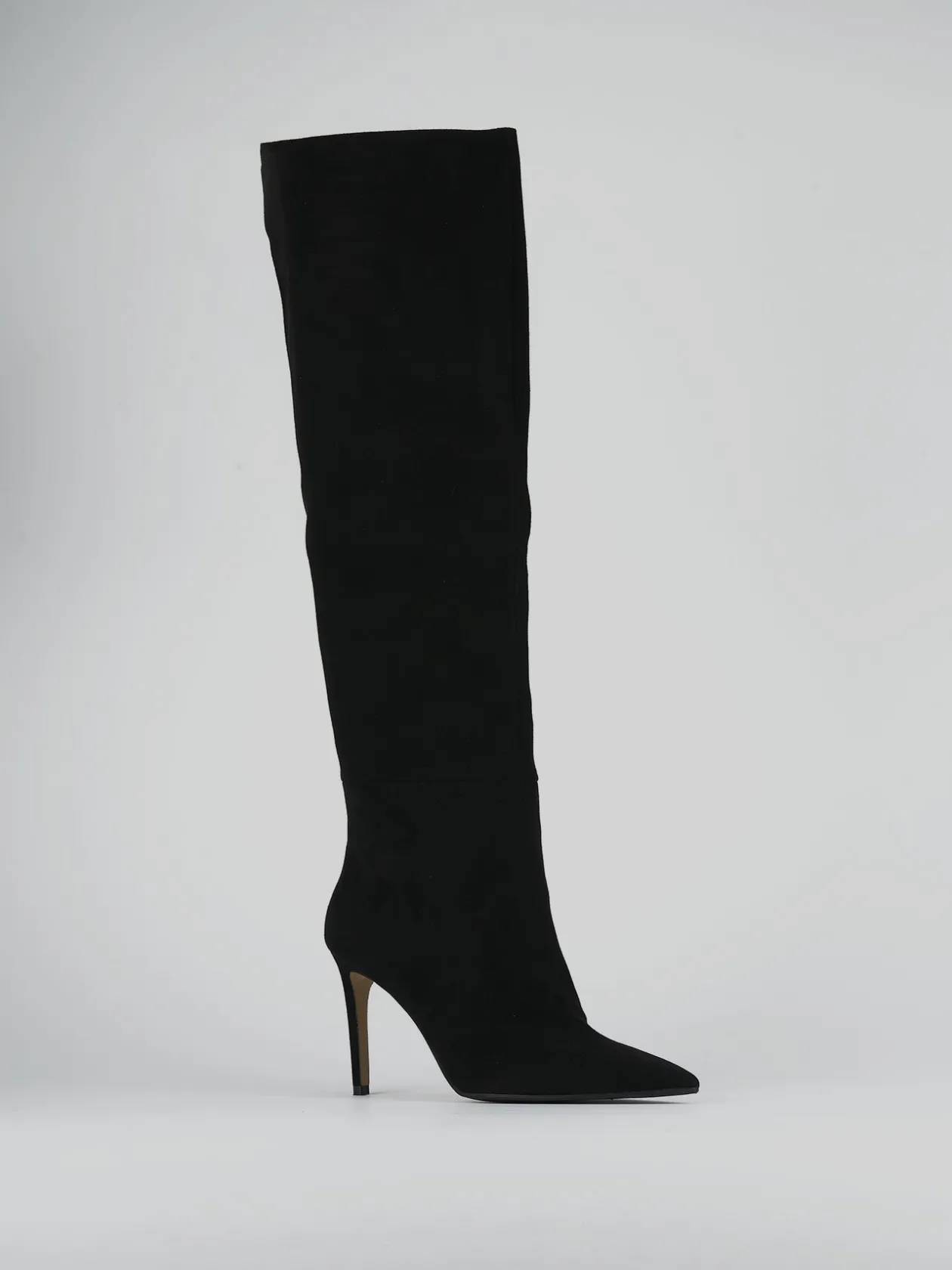 Stivali tacco 8cm camoscio nero