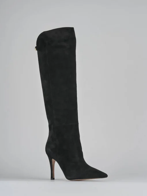 Stivali tacco 9cm camoscio nero