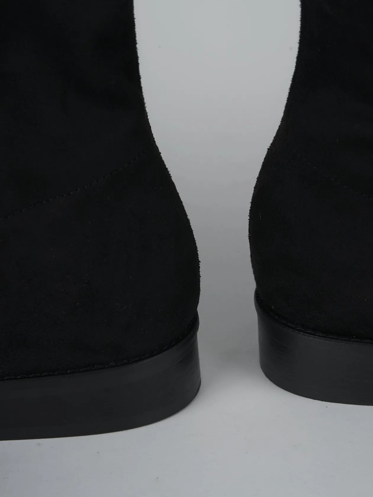 Stivali tacco 1cm camoscio nero