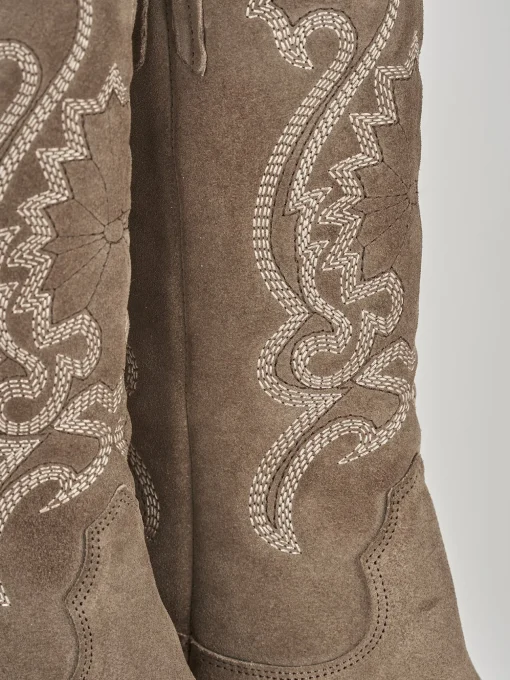Stivali tacco 8cm camoscio beige