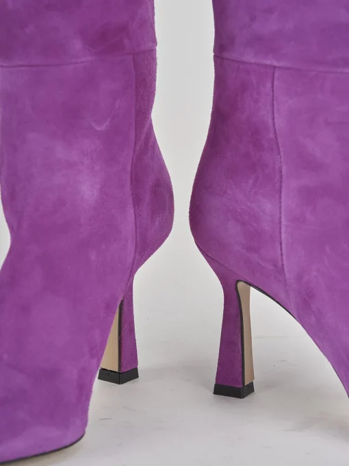 Stivali tacco 9cm camoscio viola