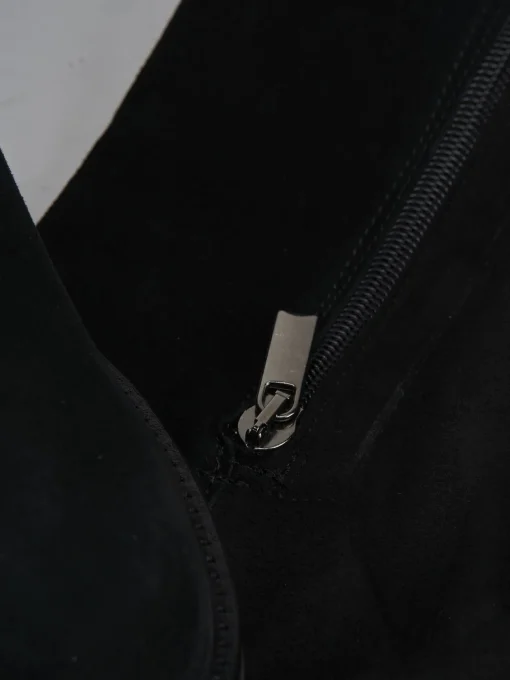 Stivali tacco 2cm camoscio nero