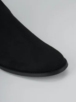 Stivali tacco 1cm camoscio nero