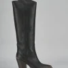 Stivali tacco 9cm pelle marrone