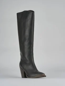 Stivali tacco 9cm pelle marrone
