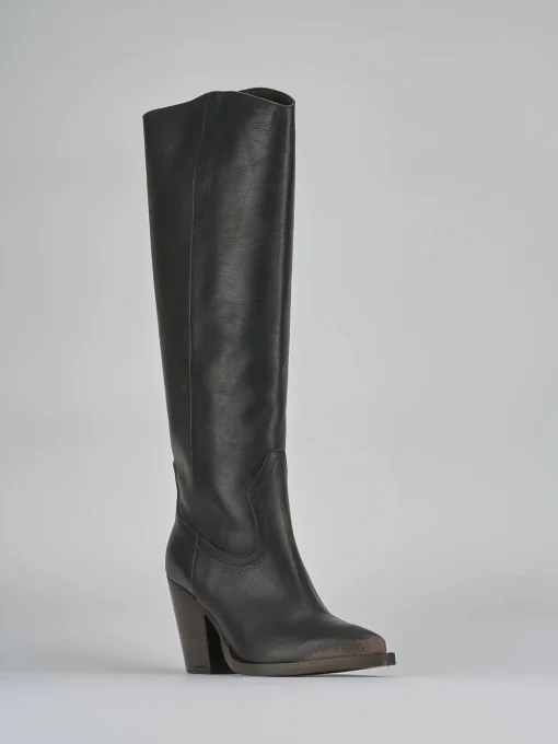Stivali tacco 9cm pelle marrone