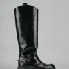 Stivali tacco 2cm pelle nero