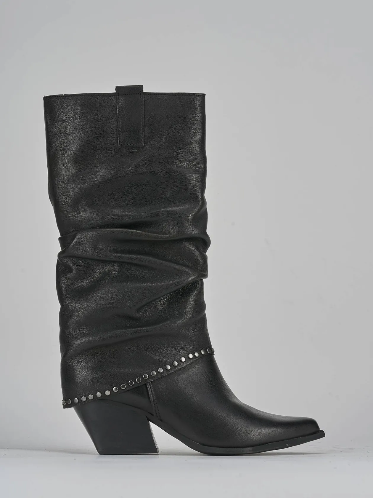 Stivali tacco 8cm pelle nero