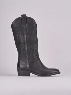 Stivali tacco 4cm pelle nero