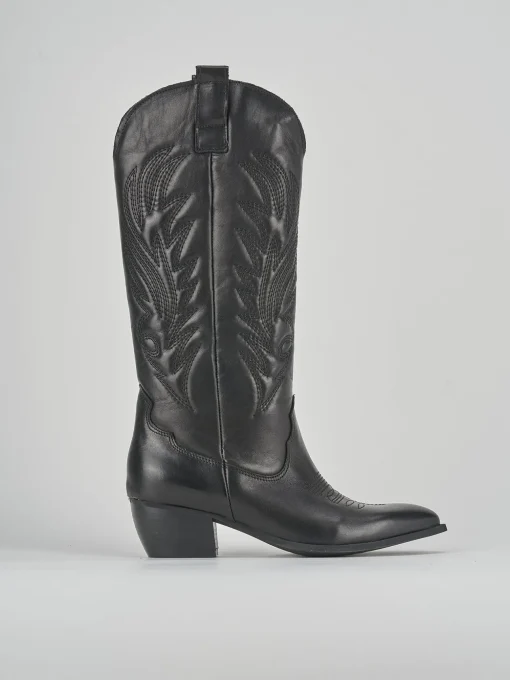 Stivali tacco 4cm pelle nero