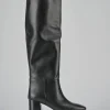 Stivali tacco 6cm pelle nero