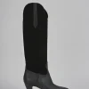 Stivali tacco 5cm pelle nero