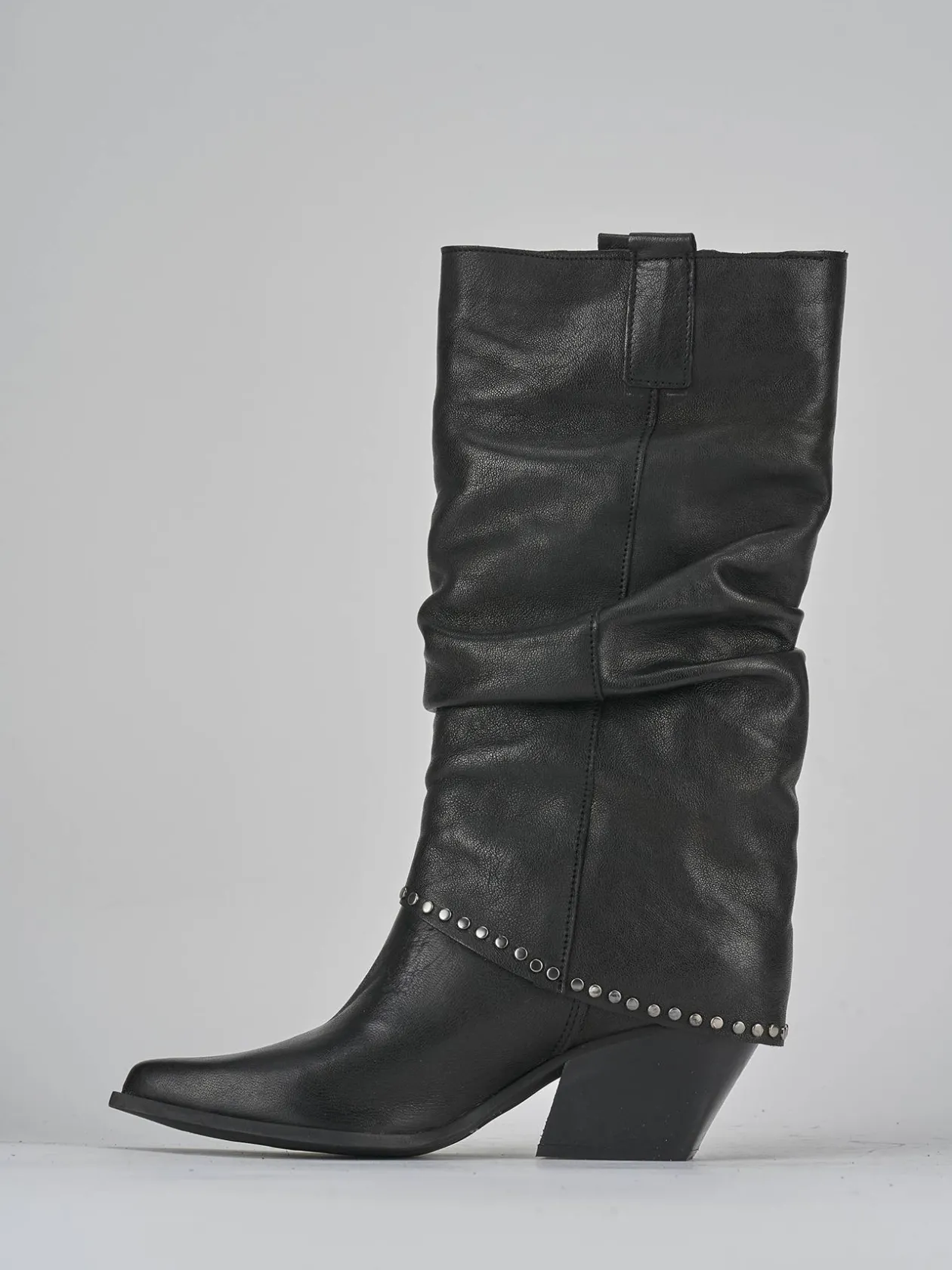 Stivali tacco 8cm pelle nero