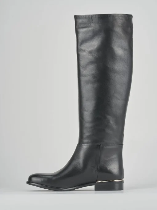 Stivali tacco 2cm pelle nero