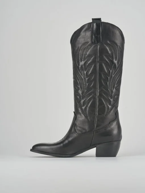 Stivali tacco 4cm pelle nero