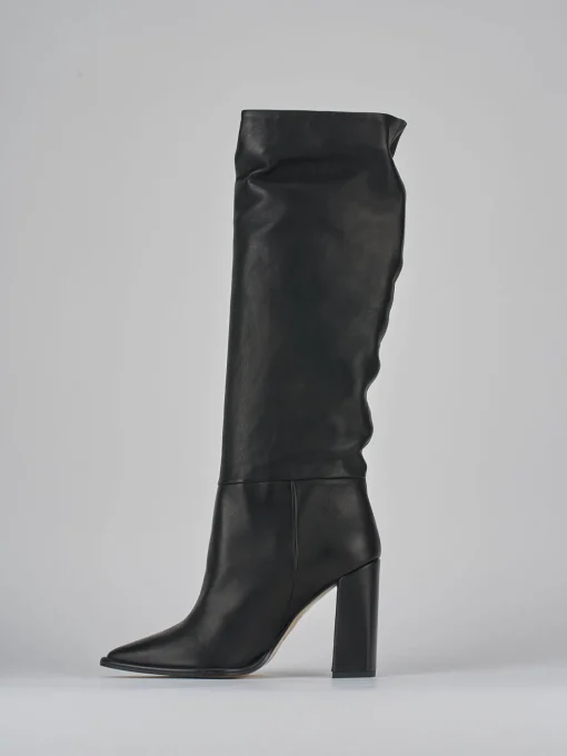 Stivali tacco 9cm pelle nero