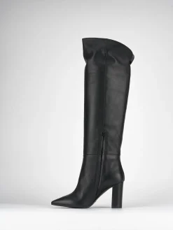 Stivali tacco 9cm pelle nero