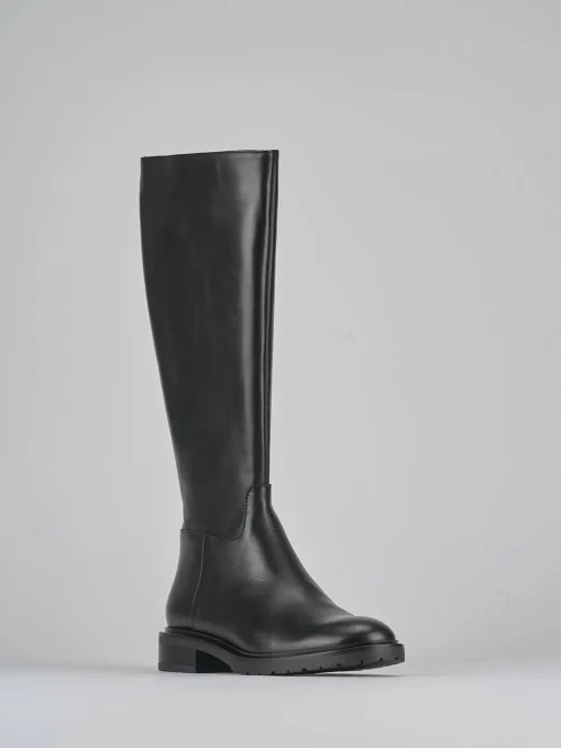Stivali tacco 2cm pelle nero