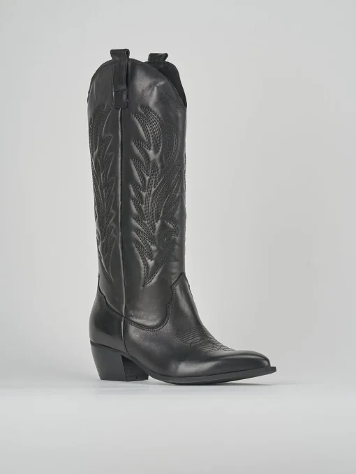 Stivali tacco 4cm pelle nero