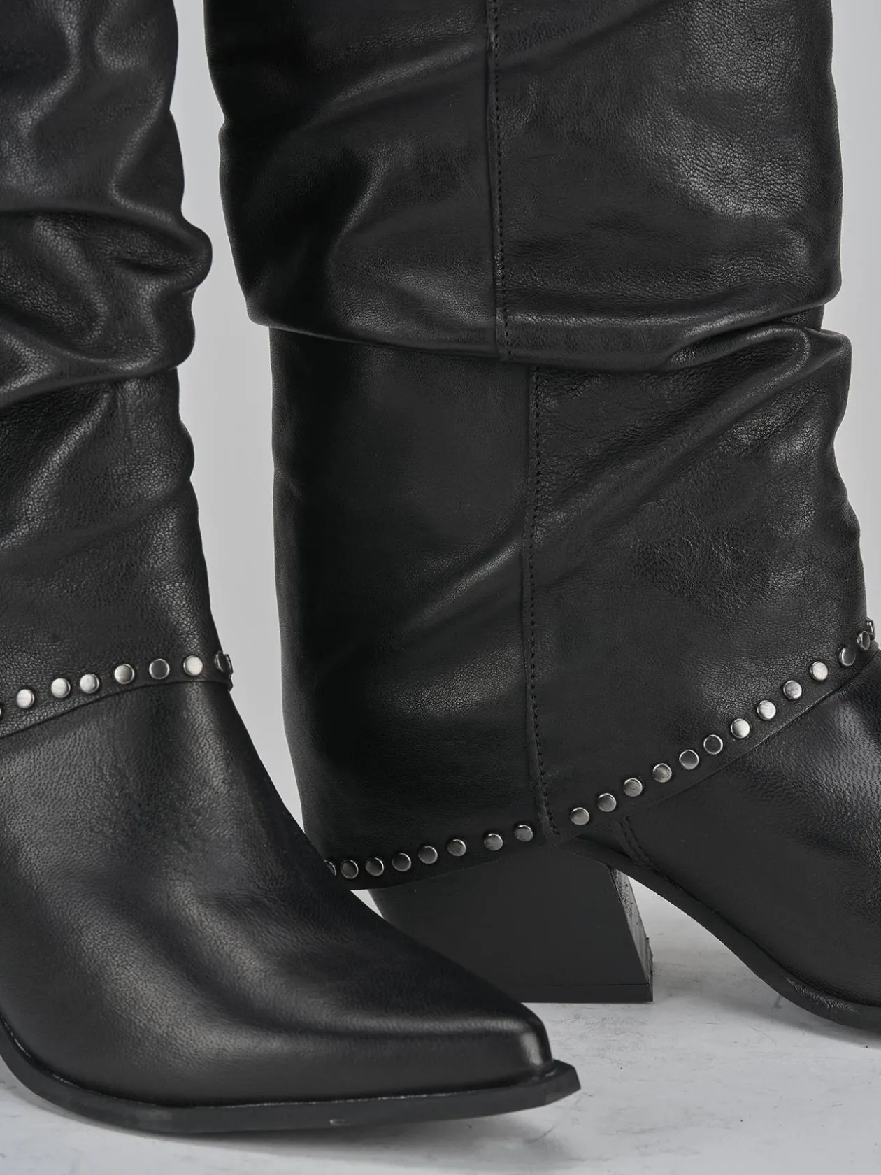 Stivali tacco 8cm pelle nero