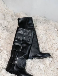 Stivali tacco 2cm pelle nero