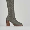 Stivali tacco 8cm pelle verde