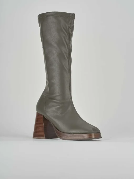 Stivali tacco 8cm pelle verde