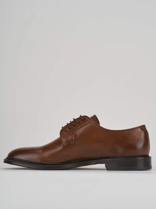 Stringate tacco 1cm pelle marrone