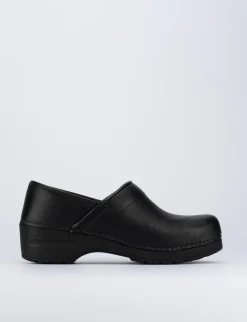 Zoccolo zeppa 2cm nero pelle